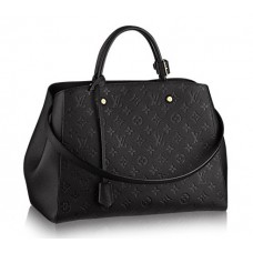 Женская  брендовая кожаная сумка Louis Vuitton Montaigne GM Черная Женская  брендовая кожаная сумка Louis Vuitton Montaigne GM Черная
