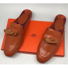 Женские кожаные лоферы Hermes коричневые Женские кожаные лоферы Hermes коричневые