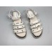 Женские летние сандалии Chanel Cruise белые с бусинами