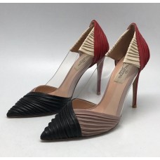 Женские летние кожаные туфли Valentino Garavani Rockstud красно-черные Женские летние кожаные туфли Valentino Garavani Rockstud красно-черные