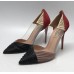 Женские летние кожаные туфли Valentino Garavani Rockstud красно-черные