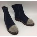Женские зимние замшевые ботинки Brunello Cucinelli синие с украшением