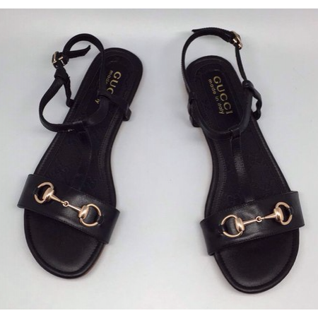 Женские кожаные сандалии Gucci черные