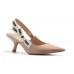 Женские лаковые кожаные туфли Christian Dior бежевые с открытой пяткой