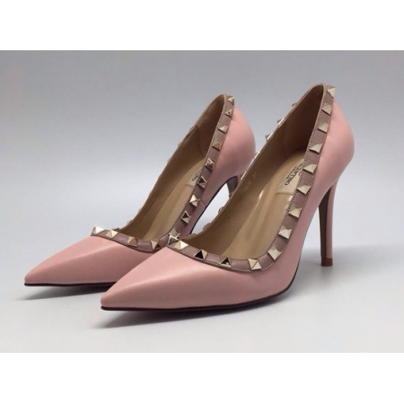 Женские кожаные летние туфли Valentino Garavani Rockstud розовые 