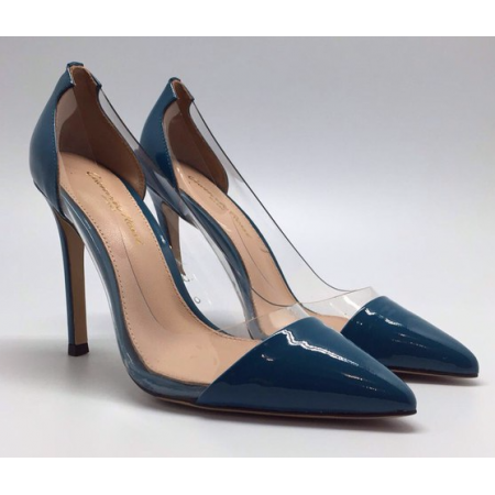 Женские кожаные лакированные туфли Gianvito Rossi Plexi синие