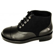 Женские кожаные осенние ботинки Chanel Black Женские кожаные осенние ботинки Chanel Black
