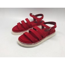 Женские летние сандалии Chanel Cruise красные с белыми бусинами Женские летние сандалии Chanel Cruise красные с белыми бусинами