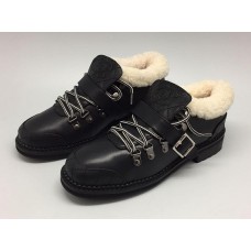 Зимние женские брендовые ботинки Chanel Black с мехом