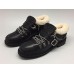 Зимние женские брендовые ботинки Chanel Black с мехом