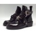 Женские летние лаковые ботинки Balenciaga черные с застежками 