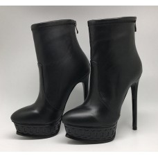 Женские кожаные осенние ботильоны Casadei черные на танкетке и высоком каблуке Женские кожаные осенние ботильоны Casadei черные на танкетке и высоком каблуке