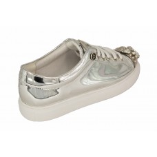 Женские летние лакированные кроссовки Philipp Plein Skull серебристые Женские летние лакированные кроссовки Philipp Plein Skull серебристые