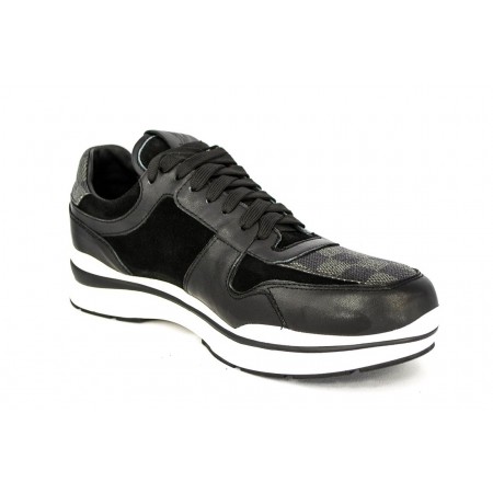 Мужские кожаные черные кроссовки Louis Vuitton Run Away Sneakers Black