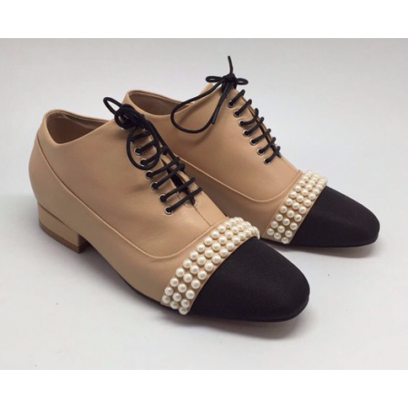 Женские брендовые кожаные ботинки Chanel с жемчугом