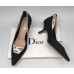 Женские туфли Christian Dior черные на низком каблуке текстиль
