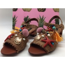 Босоножки Dolce&Gabbana плетеные с декором Босоножки Dolce&Gabbana плетеные с декором