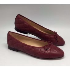 Женские брендовые кожаные балетки Chanel Cruise Low Dark Red V Женские брендовые кожаные балетки Chanel Cruise Low Dark Red V