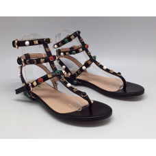 Женские кожаные сандалии Valentino Garavani Rockstud черные Женские кожаные сандалии Valentino Garavani Rockstud черные