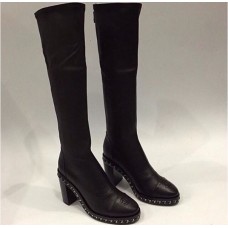 Женские осенние брендовые кожаные сапоги Chanel Black Cruise Женские осенние брендовые кожаные сапоги Chanel Black Cruise