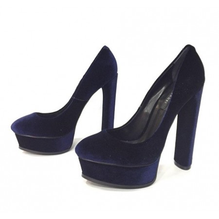 Женские замшевые туфли на платформе и высоком каблуке Casadei темно синие