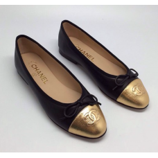 Женские брендовые балетки Chanel Low Black/Gold  Женские брендовые балетки Chanel Low Black/Gold