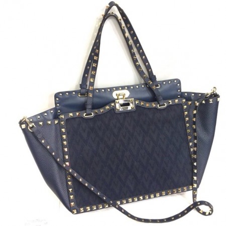 Женская кожаная сумка Valentino Garavani Rockstud синяя