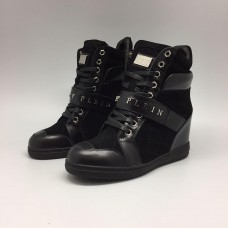 Женские осенние высокие кроссовки Philipp Plein Anniston черные Женские осенние высокие кроссовки Philipp Plein Anniston черные