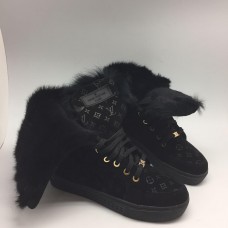 Зимние женские кеды Louis Vuitton Full Black с мехом Зимние женские кеды Louis Vuitton Full Black с мехом