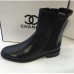 Женские осенние брендовые кожаные сапоги Chanel Black