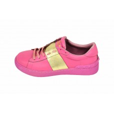 Женские кожаные кроссовки Valentino Garavani Rockstud розовые с золотом Женские кожаные кроссовки Valentino Garavani Rockstud розовые с золотом
