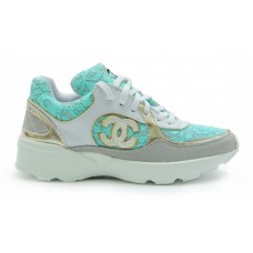Женские брендовые летние кроссовки Chanel EX Sport Green Женские брендовые летние кроссовки Chanel EX Sport Green