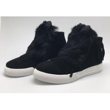 Женские замшевые кеды Christian Dior Cruise черные с отделкой из меха Женские замшевые кеды Christian Dior Cruise черные с отделкой из меха