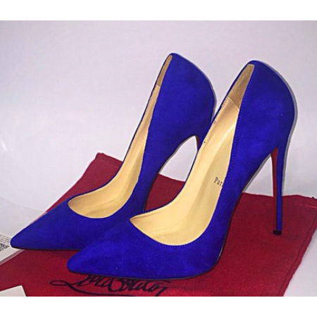 Женские замшевые синие туфли Christian Louboutin Pigalle Blue