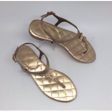 Женские брендовые кожаные сандалии Chanel Cruise Gold Женские брендовые кожаные сандалии Chanel Cruise Gold