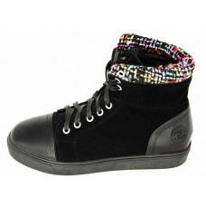 Женские замшевые осенние брендовые ботинки Chanel Cruise Black Женские замшевые осенние брендовые ботинки Chanel Cruise Black