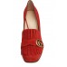 Женские замшевые летние туфли Gucci Marmont красные с пряжкой