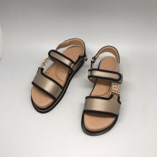 Женские летние кожаные сандалии Chanel Cruise бронзовые на высокой подошве Женские летние кожаные сандалии Chanel Cruise бронзовые на высокой подошве