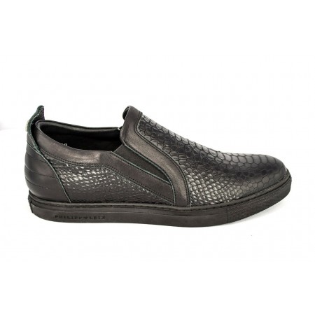 Мужские брендовые кожаные ботинки Philipp Plein Low черные