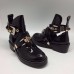 Женские летние лаковые ботинки Balenciaga черные с застежками 