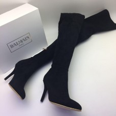 Женские замшевые брендовые ботфорты Balmain черные Женские замшевые брендовые ботфорты Balmain черные