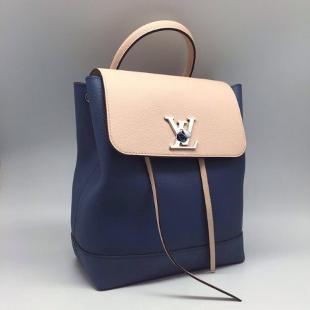 Женский брендовый кожаный рюкзак Louis Vuitton LockMe Blue