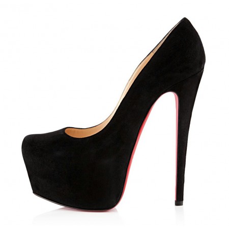 Женские замшевые черные туфли Christian Louboutin Pigalle
