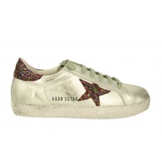 Кеды Golden Goose Deluxe Brand серебристый металлик со звездой и блестками 