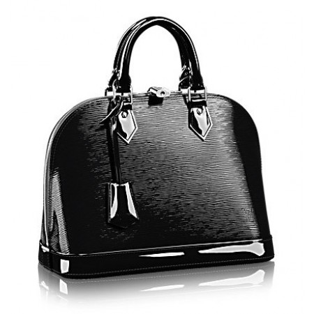 Женская кожаная брендовая черная сумка Louis Vuitton Alma Black