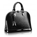 Женская кожаная брендовая черная сумка Louis Vuitton Alma Black