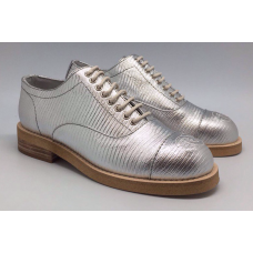 Женские осенние брендовые кожаные ботинки Chanel Full Silver Женские осенние брендовые кожаные ботинки Chanel Full Silver